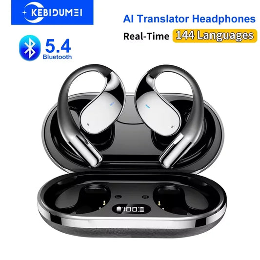 AI Translator Earbuds – Real-Time Translation in 144 Languages, Bluetooth 5.4, 60-Hour Battery