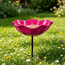Flower Shaped Bird Bath Garden Stake