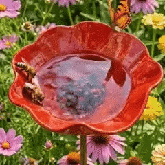 Flower Shaped Bird Bath Garden Stake