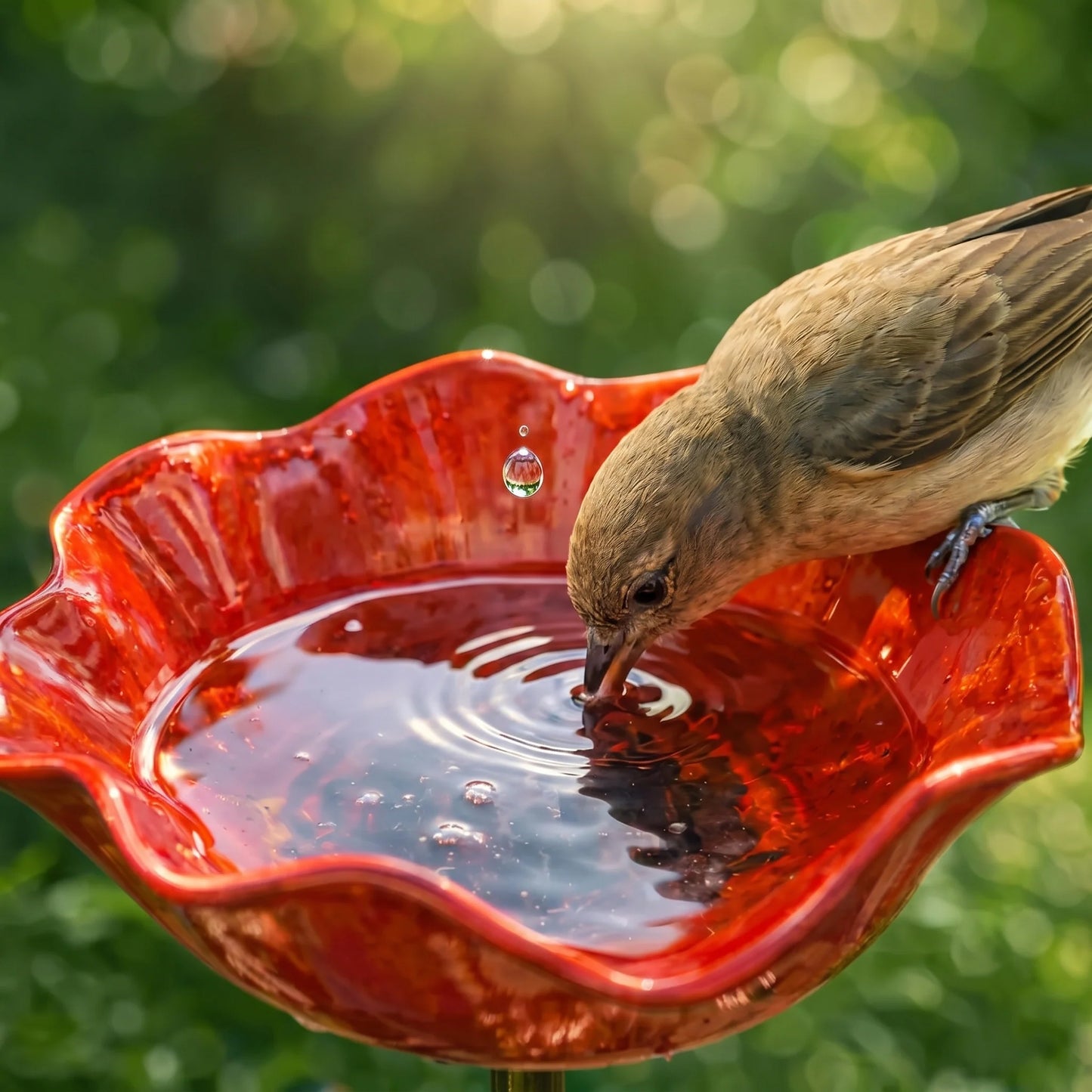 Flower Shaped Bird Bath Garden Stake